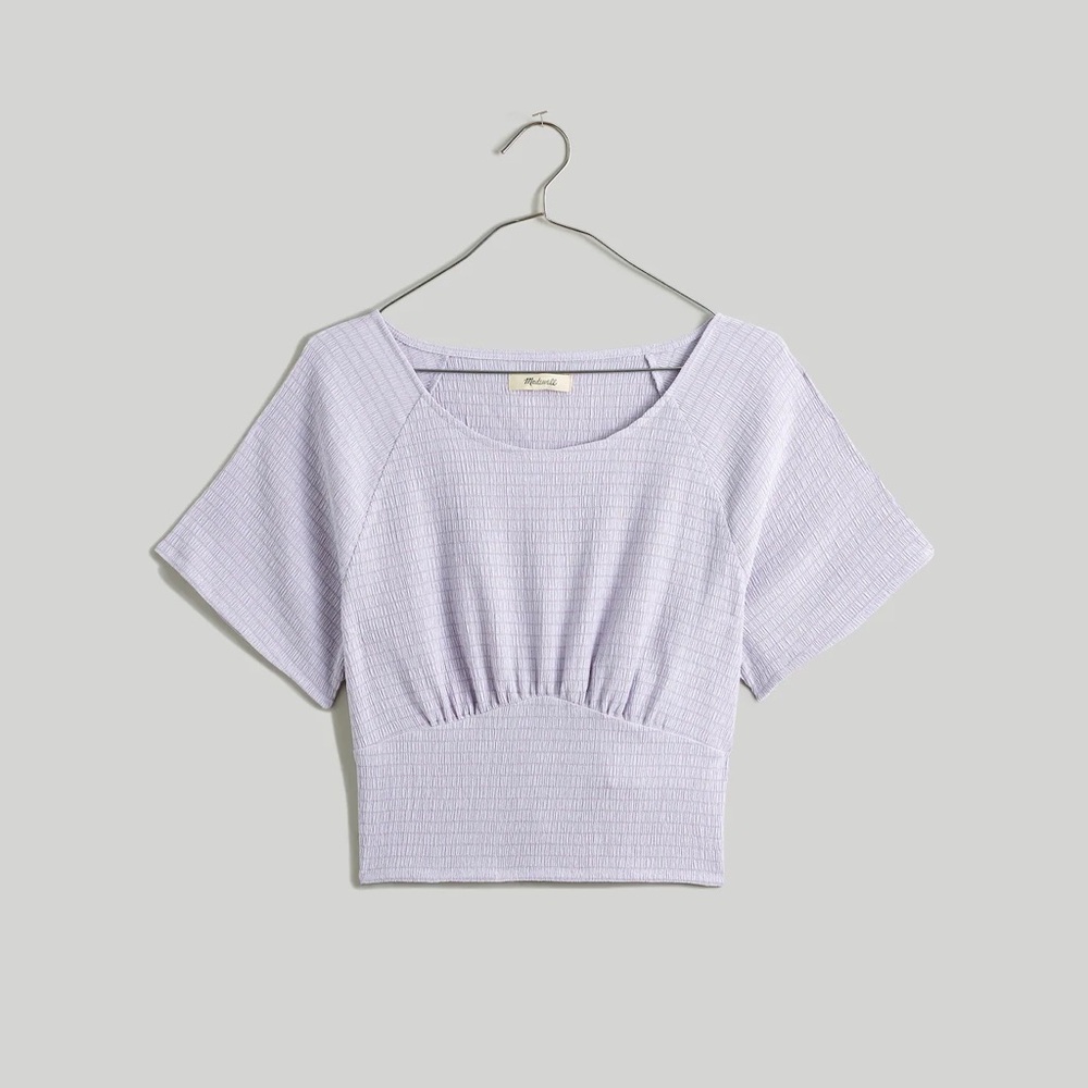 Madewell Lavender purple Short Sleeve Women's Top Shirred Crewneck Crop medium